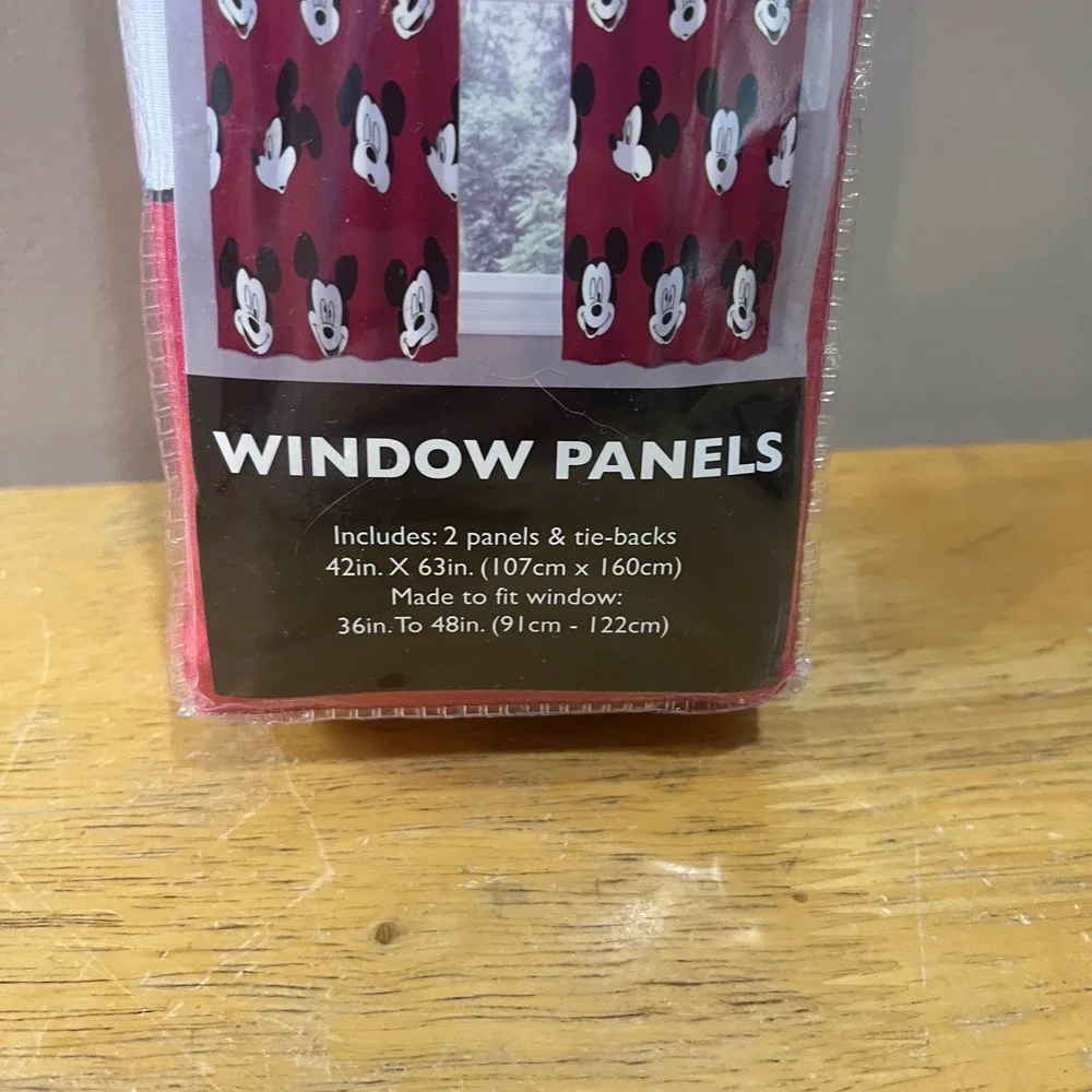 Disney‎ Mickey Mouse Red Window Panels Curtains 2pk 42x63 Vtg Style Kids Room